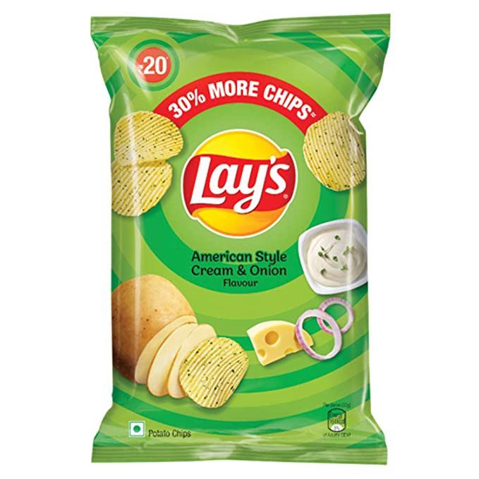 Lays Amrecian Style Cream And Onion (Pack of 5*52)